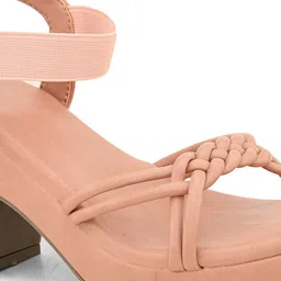 XE Looks Textured Open Toe Block Heels image 4