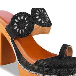 Try Me Embellished One Toe Platform Heels image 5