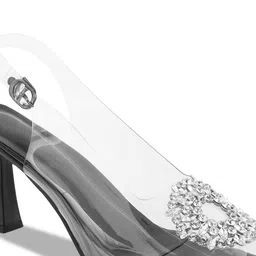 Try Me Embellished Peep Toe Backstrap Block Heel Mules image 2