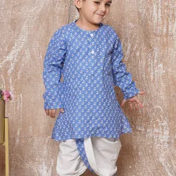 Aj DEZInES Boys Floral Printed Pure Cotton Kurta with Dhoti Pants-picture-13