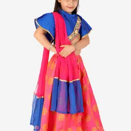 KID1 Girls Blue & Pink Printed Ready to Wear Lehenga & Blouse With Dupatta-image-69