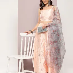 Jompers Embroidered Mirror Work Ready to Wear Lehenga & Blouse With Dupatta-85