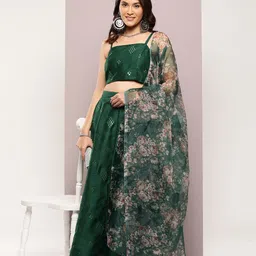 Jompers Embroidered Mirror Work Ready to Wear Lehenga & Blouse With Dupatta-84