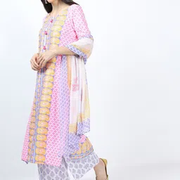 Vishudh Women Pink Ethnic Motifs Printed Kurta with Palazzos & With Dupatta-43