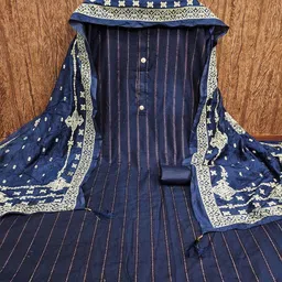 KALINI Striped Woven Design Zari Unstitched Dress Material-image-92
