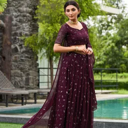 Warthy Ent Embroidered Thread Work Semi-Stitched Lehenga & Unstitched Blouse With Dupatta image 5