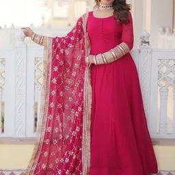 GRISHU COLLECTION Embroidered Sequinned Anarkali Kurta With Trouser & Dupatta image 5