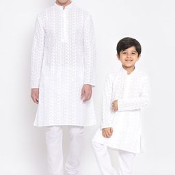 VASTRAMAY Boys White Regular Pure Cotton Kurta with Churidar-image-21