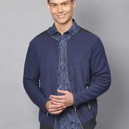 Campus Sutra Men Navy Blue Windcheater Open Front Jacket-23