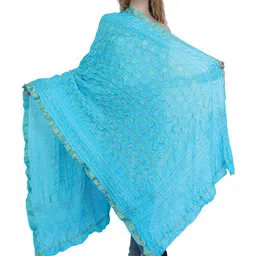 Exotic India Bandhani Woven Design Zari Tie & Dye Silk Dupatta-image-88