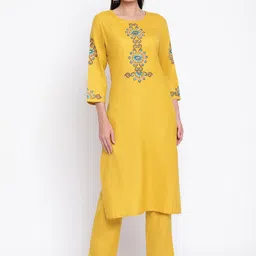 Be Indi Women Embroidered Straight Kurta Set with Trouser-image-108