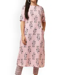 THE FAB FACTORY Floral Printed Pure Cotton Kurta with Trousers-picture-35