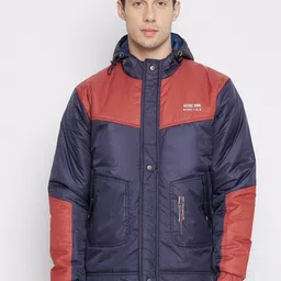 Adobe Men Navy Blue Rust Colourblocked Lightweight Padded Jacket-image-19