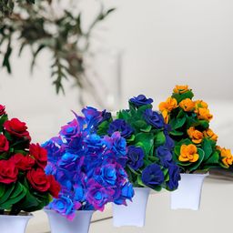 GW CREATIONS Blue and Red 4 Pieces Berry Artificial Flower With Pot-image-97