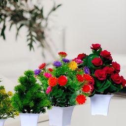 GW CREATIONS Red & Purple 4 Pieces Berry Artificial Flower With Pot-image-43