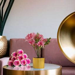 Kuber Industries Pink 1 Pieces Dahlia Artificial Flower With Pot image 2