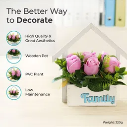 The Better Home Pink & Green 2 Pieces Rose Core With Pot image 5