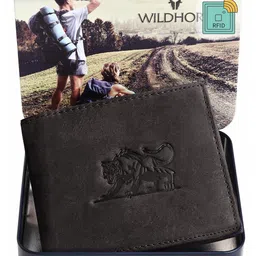 WildHorn Men Grey Leather Two Fold Wallet with RFID-28