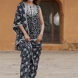 KALINI Floral Printed Thread Work A-Line Kurta With Sharara & Dupatta image 1