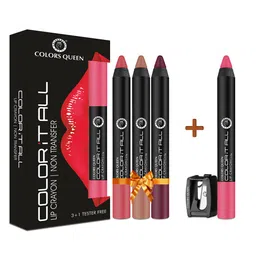 Colors Queen Color It All SetOf4 Non Transfer Matte Lip Crayon With Sharpener- 03-04-15-19-3