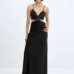 MANGO Satin Slip Dress With Slit-image-99