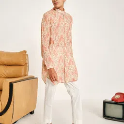 Project Bandi Floral Printed Mandarin Collar Straight Kurta With Trousers-51