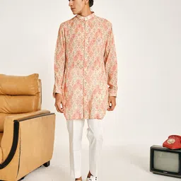 Project Bandi Floral Printed Mandarin Collar Straight Kurta With Trouser-30