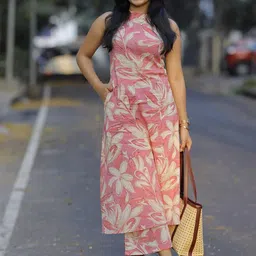 Anni Designer Floral Printed Mock Neck Straight Kurta With Palazzo-picture-24