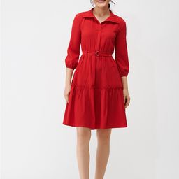 AASK Puff Sleeves Crepe A-Line Dress-picture-30