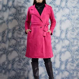 Athena Single-Breasted Suede Overcoat With Belt-image-7
