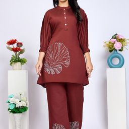 Kaftanize Embroidered Thread Work Puff Sleeves Tunic With Pant-picture-27