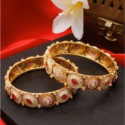YouBella Set of 2 Gold-Plated Stones Studded Traditional Bangles-18