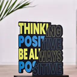 DecorTwist Multicolored Quote Printed Wooden Table Showpiece-4