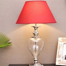 kapoor lampshades Zucchero Maroon Cotton Shade Table Lamp With Nickel Base-picture-42