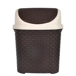 Kuber Industries Set of 2 Brown & Beige Woven Design Dust Bins With Swing Lid - 7 L Each image 5