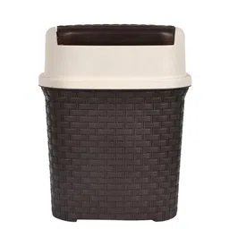 Kuber Industries Set of 2 Brown & Beige Woven Design Dust Bins With Swing Lid - 7 L Each image 2