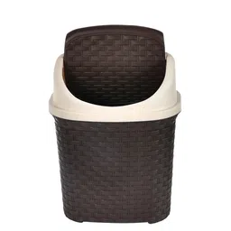 Kuber Industries Set of 2 Brown & Beige Woven Design Dust Bins With Swing Lid - 7 L Each image 3