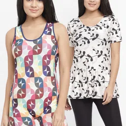 N-Gal Women Pack Of 2 Printed Padded One Piece Swimsuits-image-56