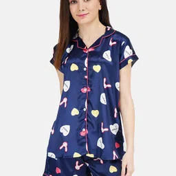 KOI SLEEPWEAR Women Blue & Pink Printed Night suit-image-67