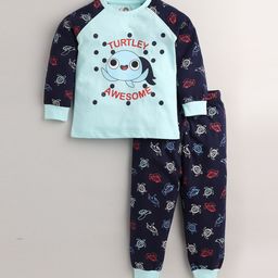 Eieio Boys Blue & Red Printed Night suit-20