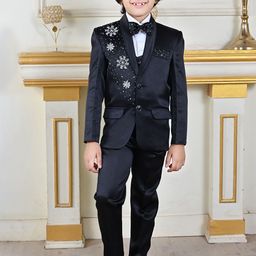 BT DEZINES Boys Single-Breasted Satin Five-Piece Party Suits-image-70
