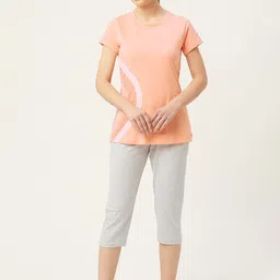 Sweet Dreams Women Peach-Coloured & Grey Night suit-8