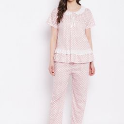 Camey Women Pink & Off White Printed Night Suit-picture-25