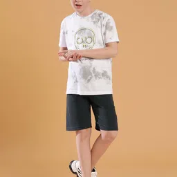 Lil Tomatoes Boys Abstract Printed T-shirt With Shorts-image-5