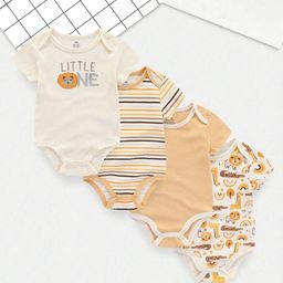 SYGA Infants Pack Of 4 Printed Cotton Bodysuits-image-71