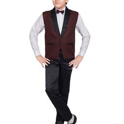 BAESD Boys Single-Breasted Shawl Collar 3 Piece Printed Suit-image-18