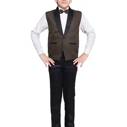 BAESD Boys Single-Breasted Shawl Collar 3 Piece Printed Suit-image-62