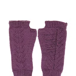 Bharatasya Kids Purple Solid Acrylic Knitted Fingerless Thermal Gloves-image-71