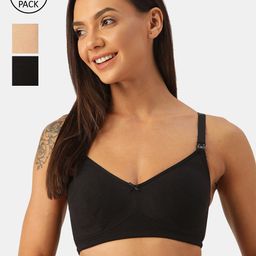 Inner Sense Set Of 3 Black & Beige Organic Cotton Maternity Bras-picture-16