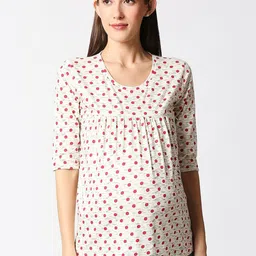 AV2 Women Cream & Red Printed Pure Cotton Maternity Top-picture-56